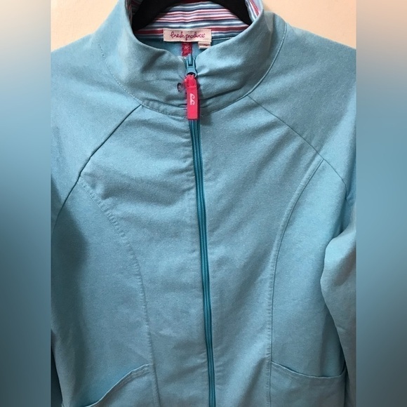 FRESH Produce Women Zip Up Mock Neck Lightweight Light Blue Sweater Jacket Large - Picture 5 of 15